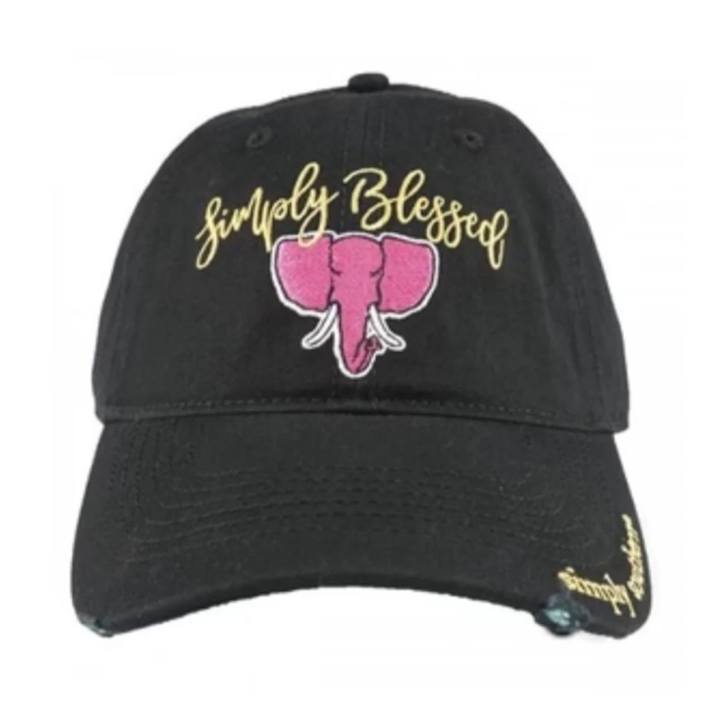 Simply Southern Black Cap simply blessed pink elephant graphic